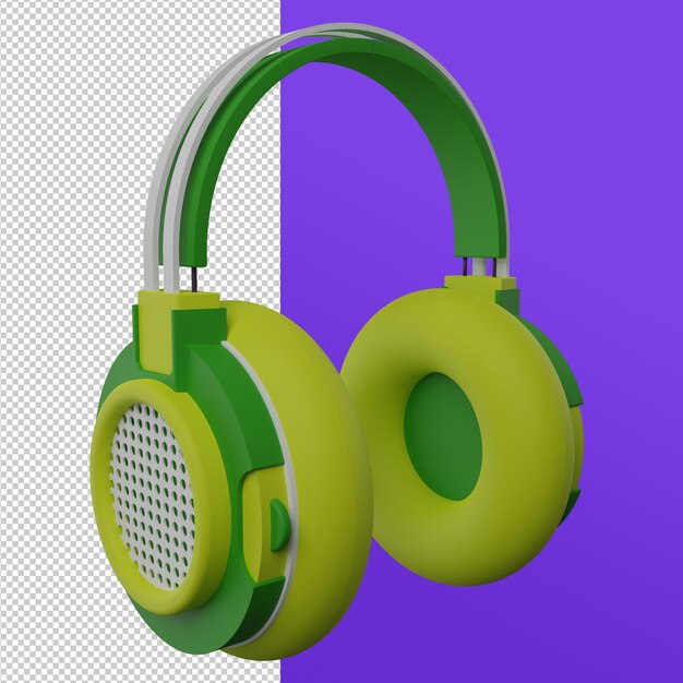 Ilustração de renderização em 3D da ferramenta de podcast de fone de ouvido