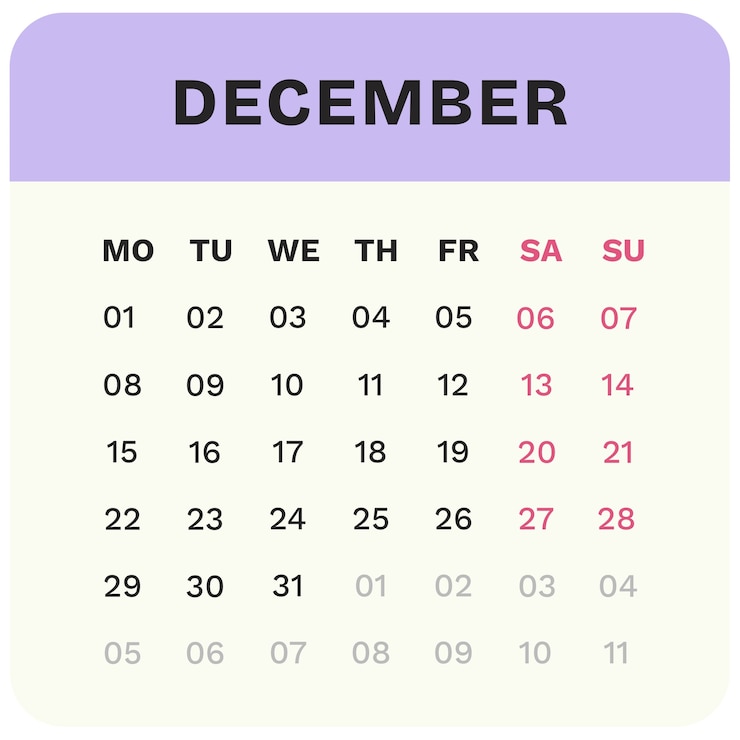 PSD grátis ilustração do calendário mensal de 2025