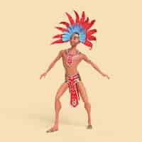 PSD grátis ilustração tridimensional do personagem de dançarino de samba brasileiro em traje