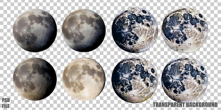 PSD grátis ilustrações realistas da lua em fundo transparente