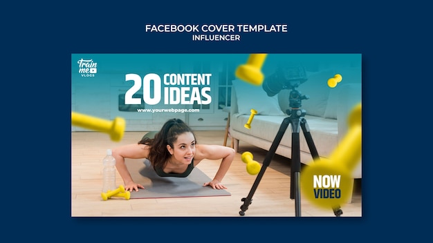 Influenciador de mídia e personalidade modelo de capa de mídia social