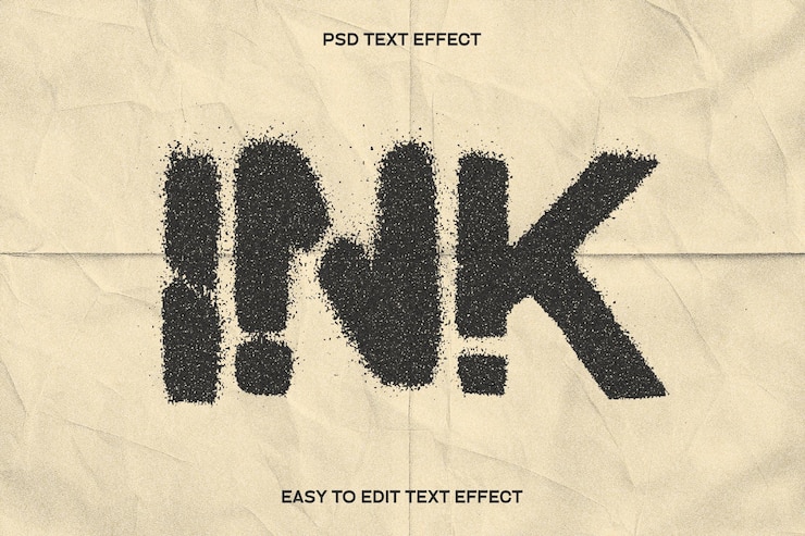 PSD grátis ink distortion editable text effect
