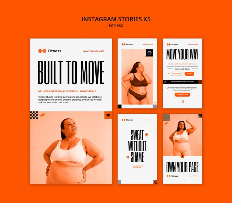 Instagram fitness stories for empowerment and wellness template