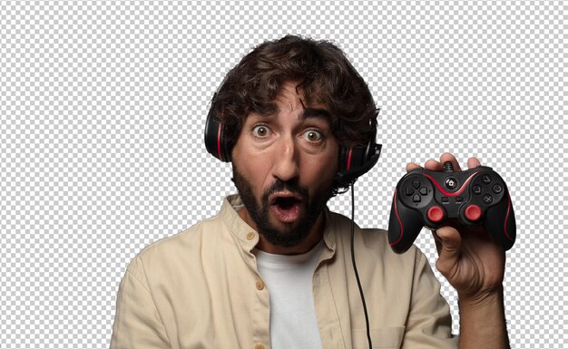 jovem adulto homem barbudo conceito de jogador