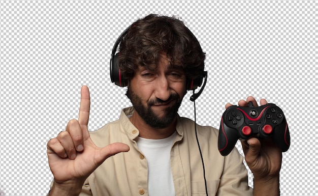 jovem adulto homem barbudo conceito de jogador