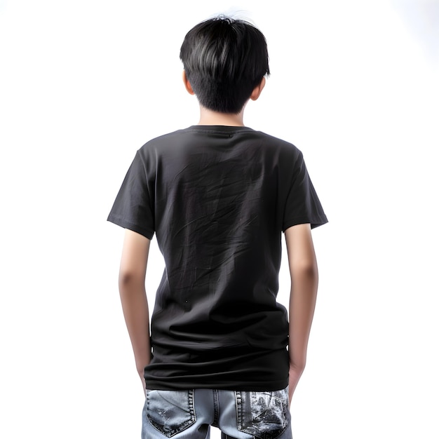 PSD grátis jovem de camisa preta em branco isolado em fundo branco
