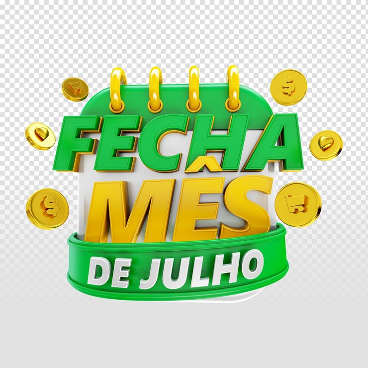PSD grátis july end of month promotion advertising campaign promotional 3d seal fecha mes in brazil