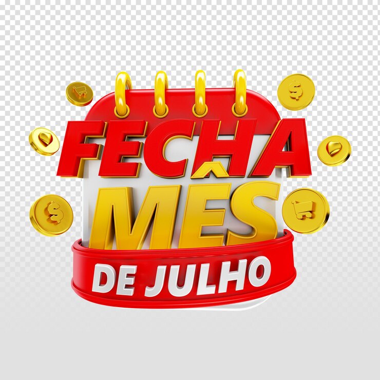 PSD grátis july end of month promotion advertising campaign promotional 3d seal fecha mes in brazil