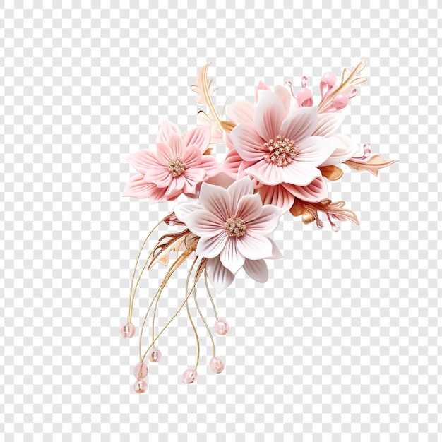 Kanzashi ornamento de cabelo japonês jóias isoladas em fundo transparente