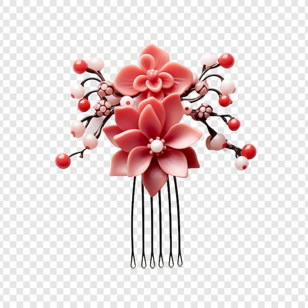 Kanzashi ornamento de cabelo japonês jóias isoladas em fundo transparente