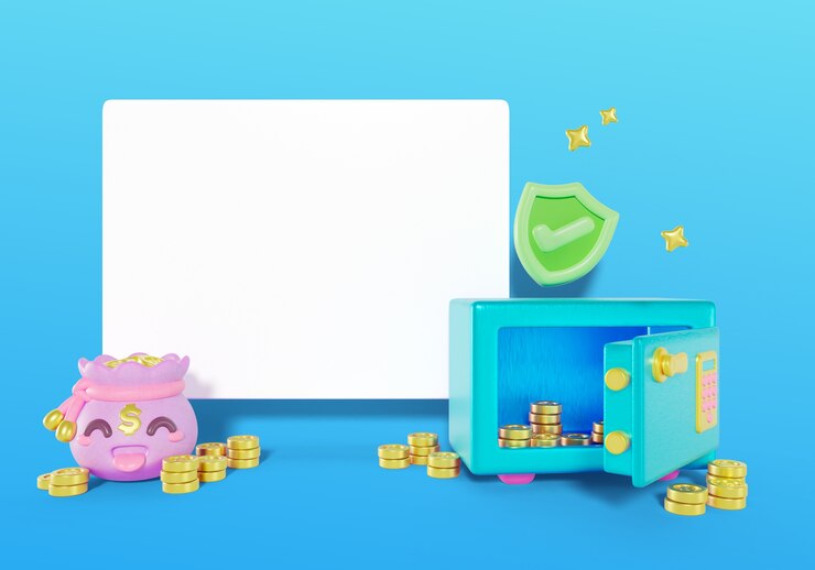 PSD grátis kawaii poupança venda banner em branco fundo