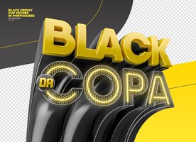 Label black friday cup oferece em 3d render português para campanha de marketing no brasil