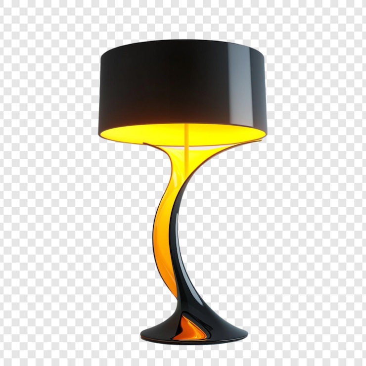 PSD grátis lâmpada de mesa moderna elegante com design preto e amarelo
