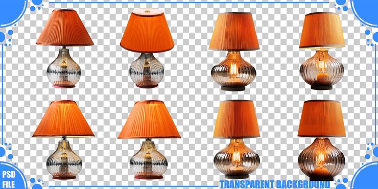 PSD grátis lâmpadas de vidro elegantes com tons de laranja para decoração de interiores