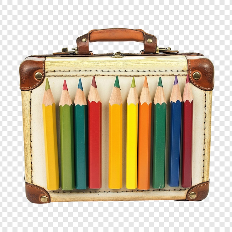 PSD grátis lápis coloridos em mala antiga um conceito criativo de volta à escola