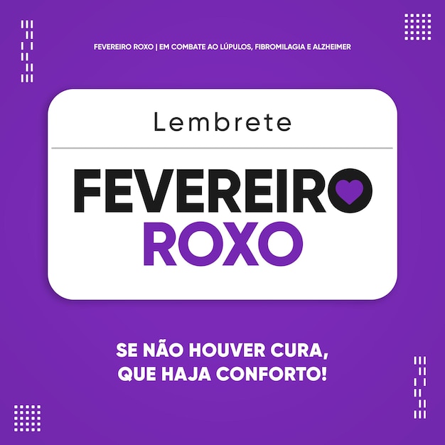Lembrete da campanha de feed de mídia social em fevereiro roxo