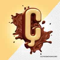PSD grátis letra c cedilla do alfabeto de chocolate 3d