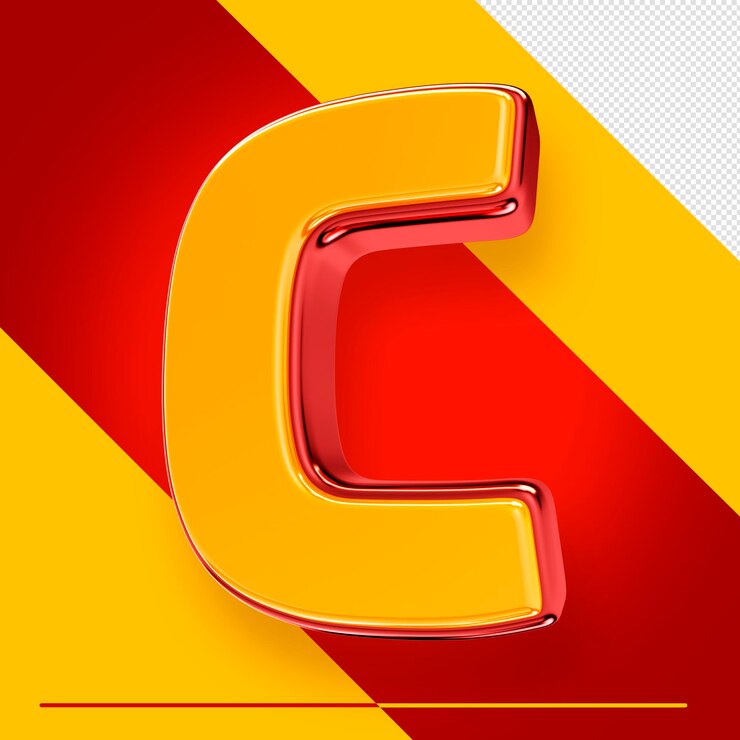 PSD grátis letra c do alfabeto psd 3d isolada com vermelho e amarelo para composições