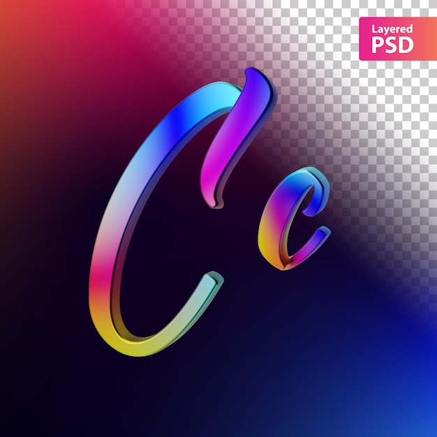 Letra de cor do arco-íris caligráfico 3d