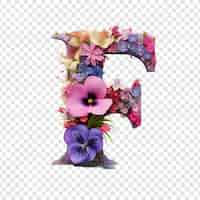 PSD grátis letra f com elementos de flor flor feita de flor 3d isolada em fundo transparente