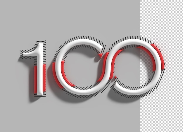 Letras de aniversário de 100 anos linha 3d arte design de fonte psd transparente