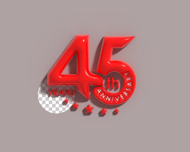 Letras de aniversário de 45 anos linha 3d arte design de fonte Psd transparente