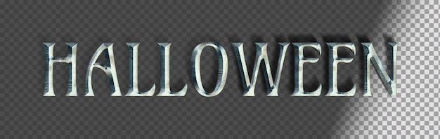 PSD grátis letras de texto metálico com sombra para o halloween em um fundo transparente