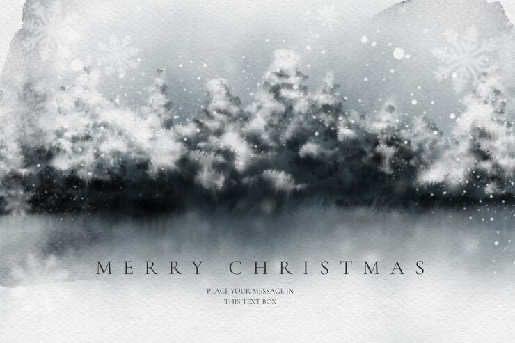 PSD grátis linda aquarela de fundo de paisagem de natal