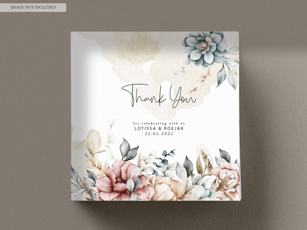 lindo cartão de convite de casamento floral aquarela vintage