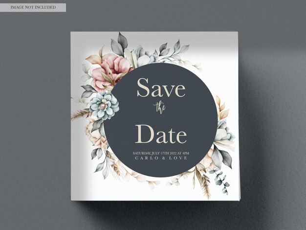 lindo cartão de convite de casamento floral aquarela vintage