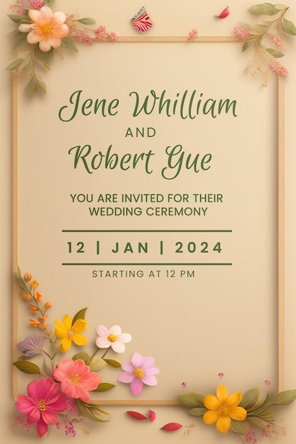 PSD grátis lindos cartões de convite de casamento florais psd multiuso