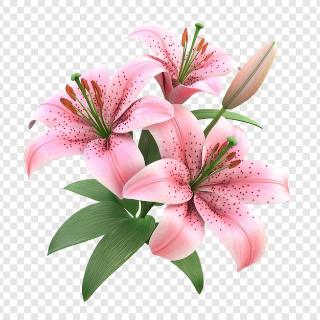 Lírios cor-de-rosa Bouquet Flores elegantes Flores da primavera