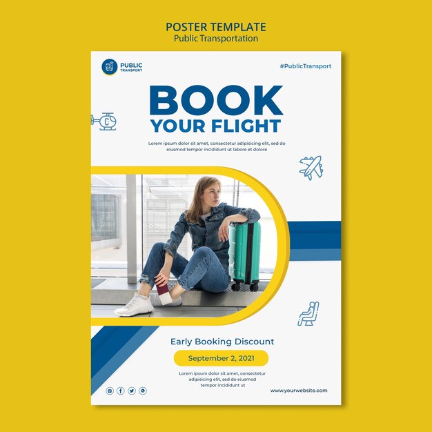 Livro modelo de pôster de voo