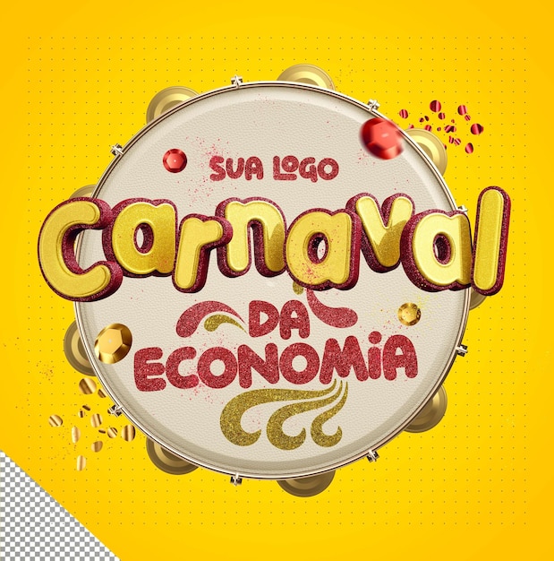 PSD grátis logo 3d carnaval da economia