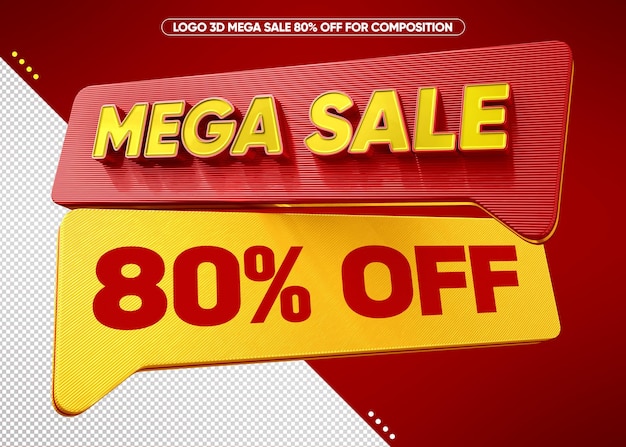 Logo 3d mega sale 80 de desconto para promoção