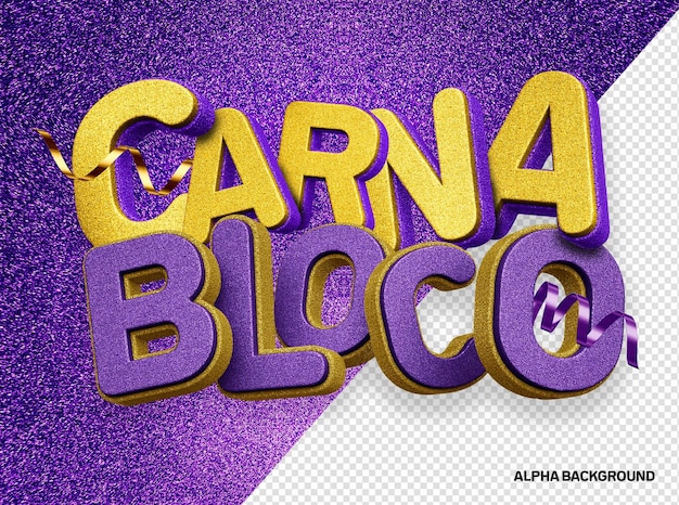 PSD grátis logo carna block 3d para composições