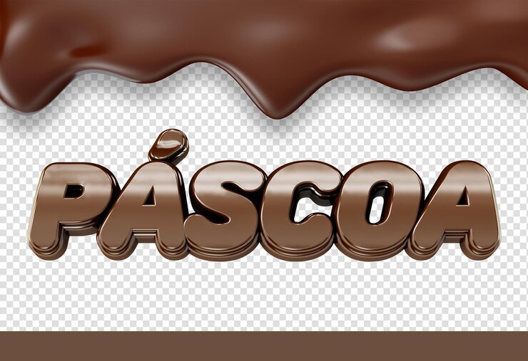 PSD grátis logo de páscoa 3d com textura de chocolate derretido, páscoa no brasil