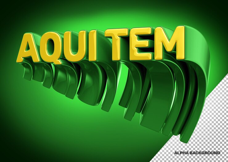 PSD grátis logotipo 3d aqui é isolado em fundo verde para composição
