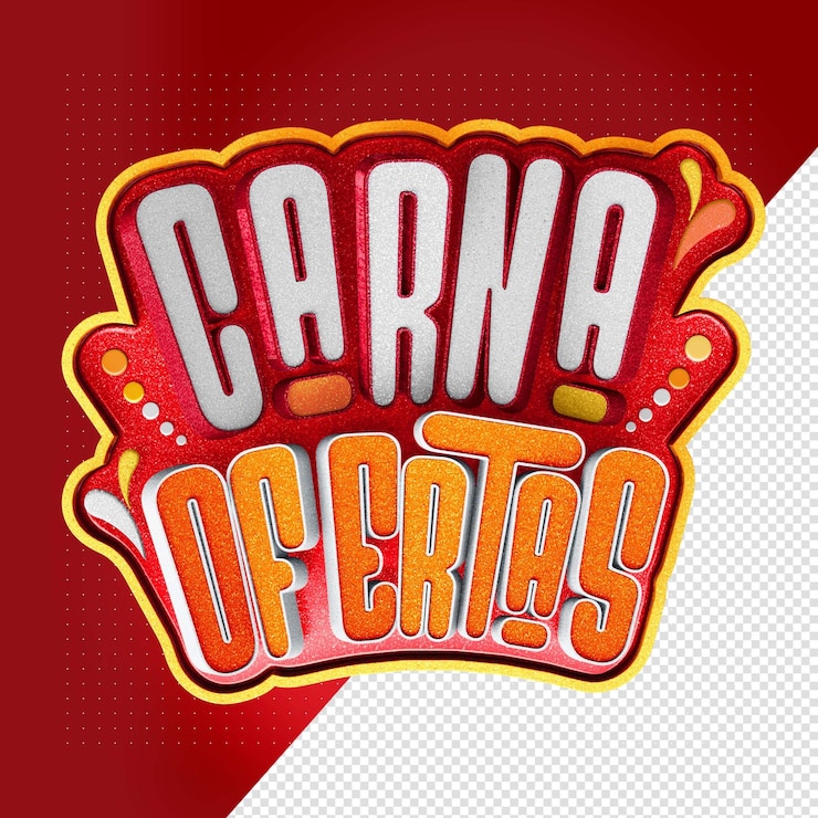 PSD grátis logotipo 3d carna folia vermelho com laranja