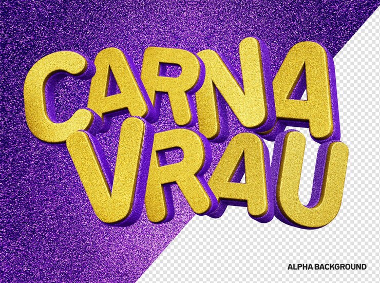 PSD grátis logotipo 3d de carnaval com textura realista de glitter