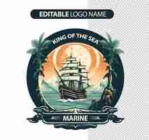 PSD grátis logotipo de aventura de navio marinho