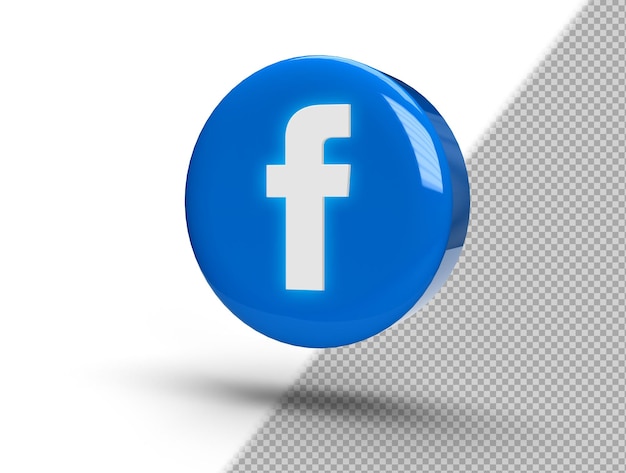 Logotipo do Facebook brilhante em um círculo 3D realista