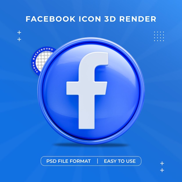 PSD grátis logotipo do facebook ícone de mídia social isolado ilustração de renderização 3d