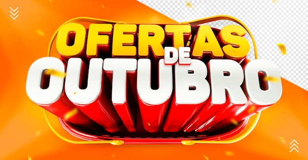 Logotipo outubro oferece promoção de supermercado 3d