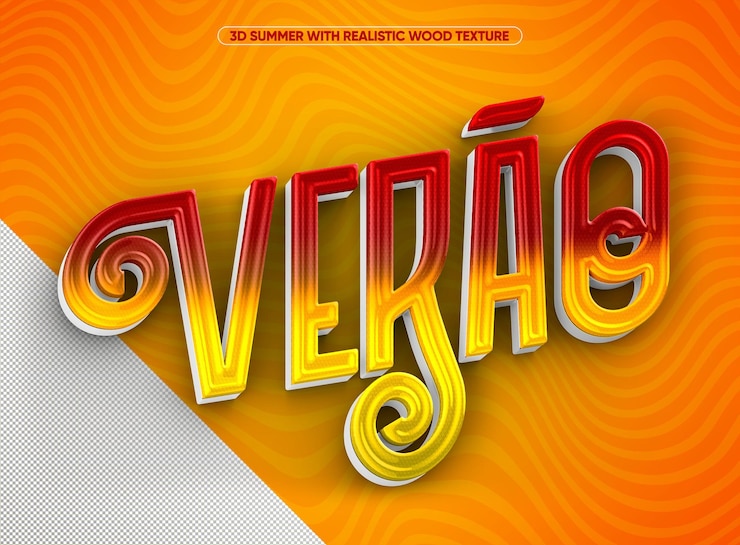 PSD grátis logotipo vermelho de verão com amarelo ornamental para maquiagem