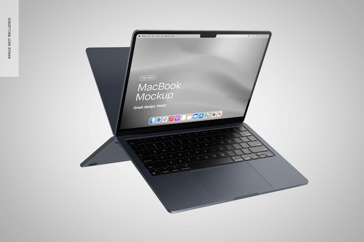 PSD grátis macbook mockup flutuante