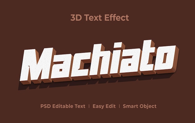 Machiato 3d text style effect mockup template premium