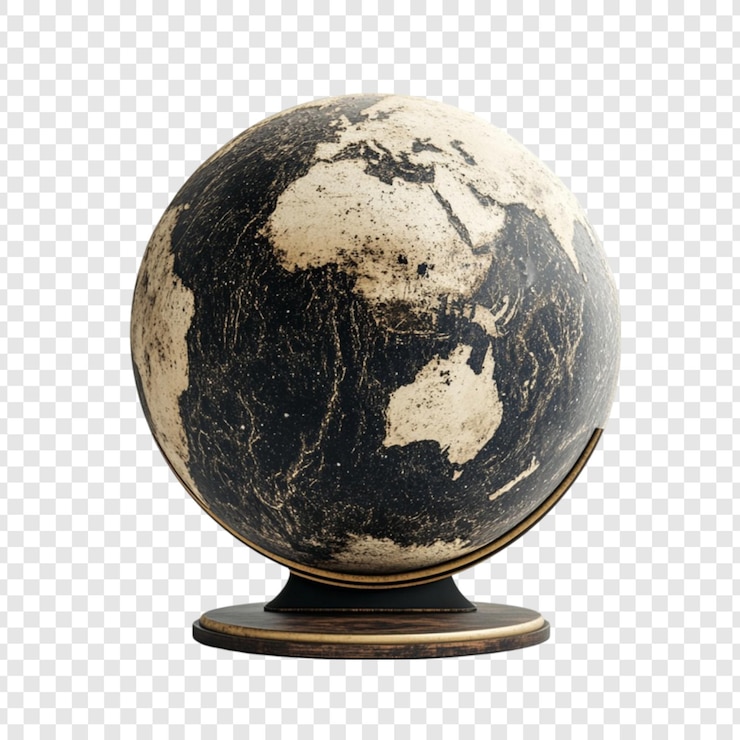 PSD grátis mapa do mundo do globo antigo decoração de ouro negro
