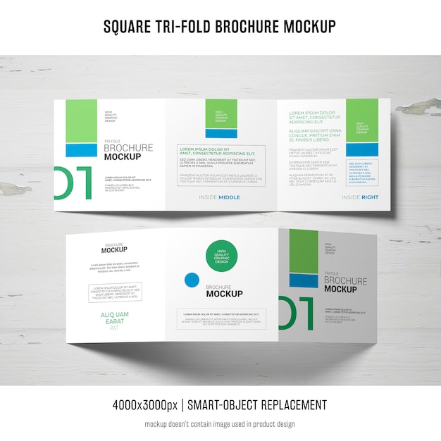 PSD grátis maquete de brochura quadrada de três dobras