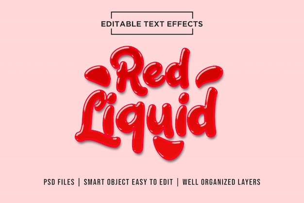 Maquete de efeito de texto editável líquido vermelho